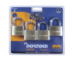 Defender 40mm Brass Padlock Quad Pack